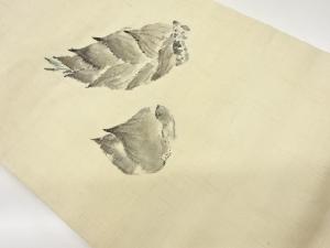 手織り紬手描き金彩竹の子模様名古屋帯